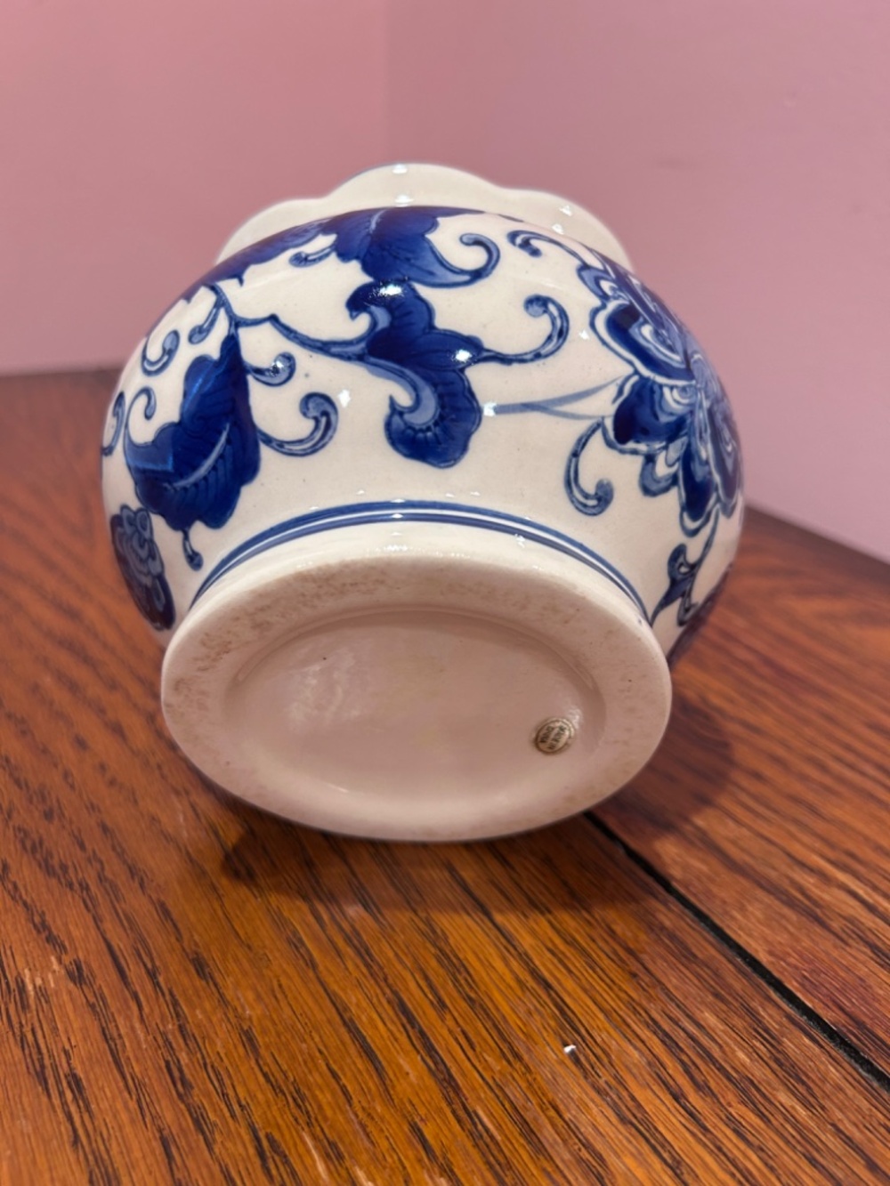 Blue and White Floral Ceramic Planter - Classic Home Art - Picture 3 of 8
